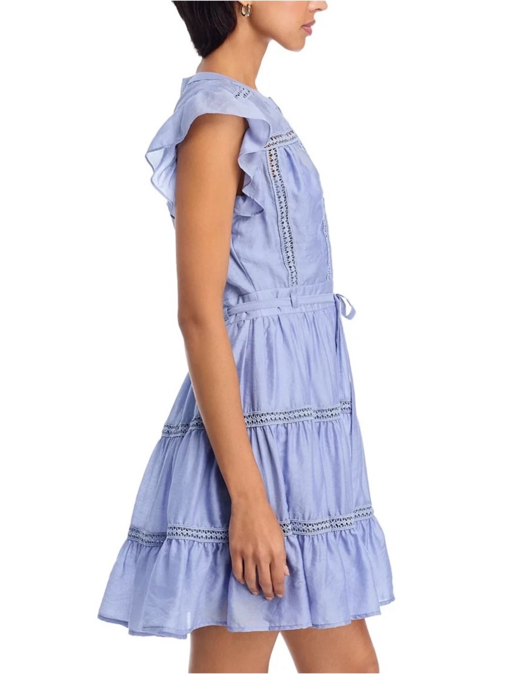 Aqua Lavender Blue Ruffled Midi Dress